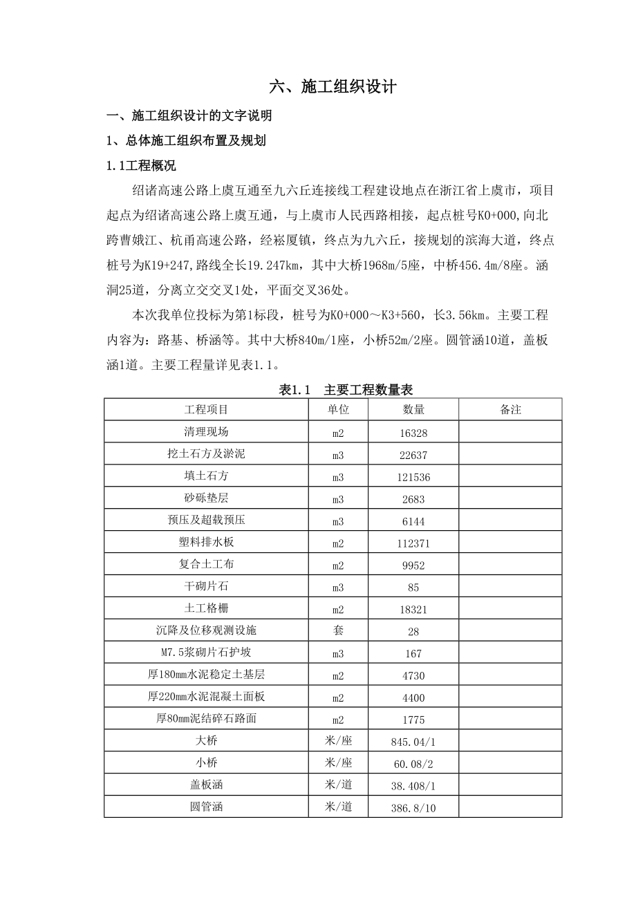 上虞互通至九六丘连接线工程1标施组.docx_第1页