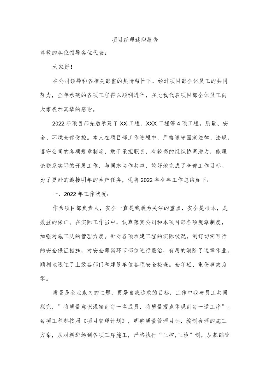 项目经理述职报告.docx_第1页