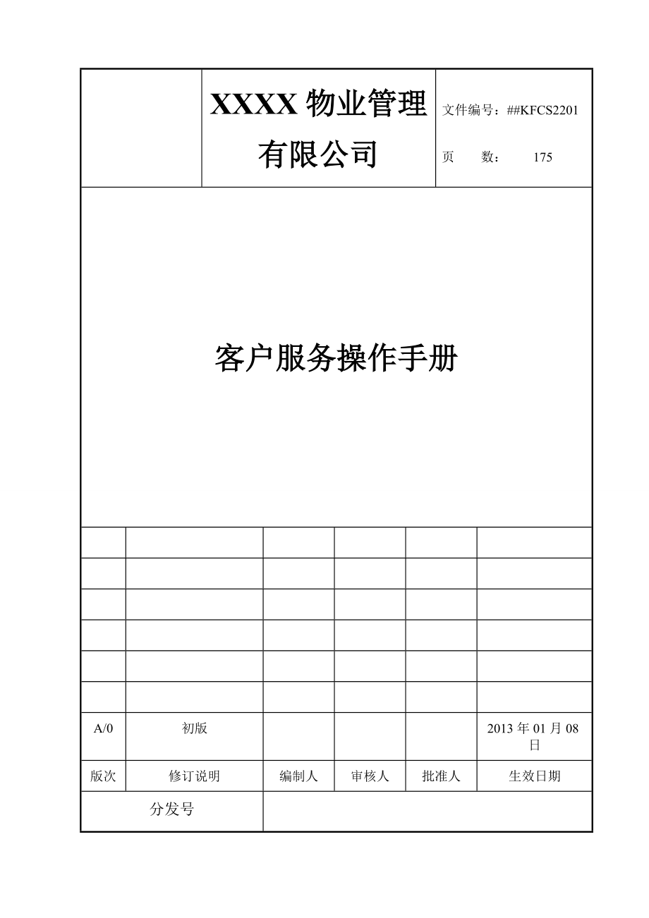 ISO9000物业管理客户服务操作手册.docx_第1页