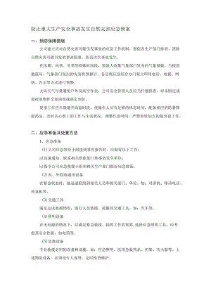 防止重大生产安全事故发生自然灾害应急预案.docx