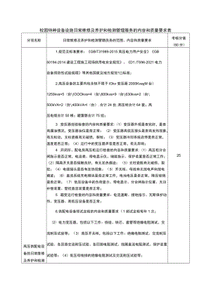 校园特种设备设施日常维修及养护和检测管理服务的内容和质量要求表.docx