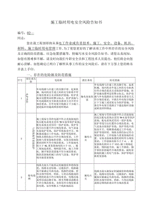 施工临时用电安全风险告知书.docx