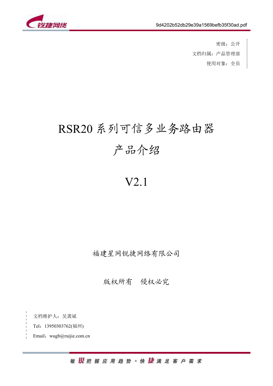 RSR20系列可信多业务路由器产品介绍.docx_第1页