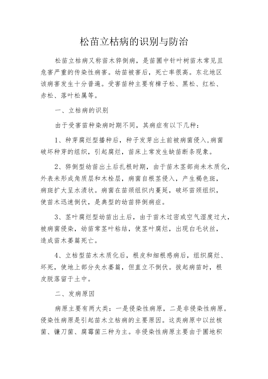 松苗立枯病的识别与防治.docx_第1页