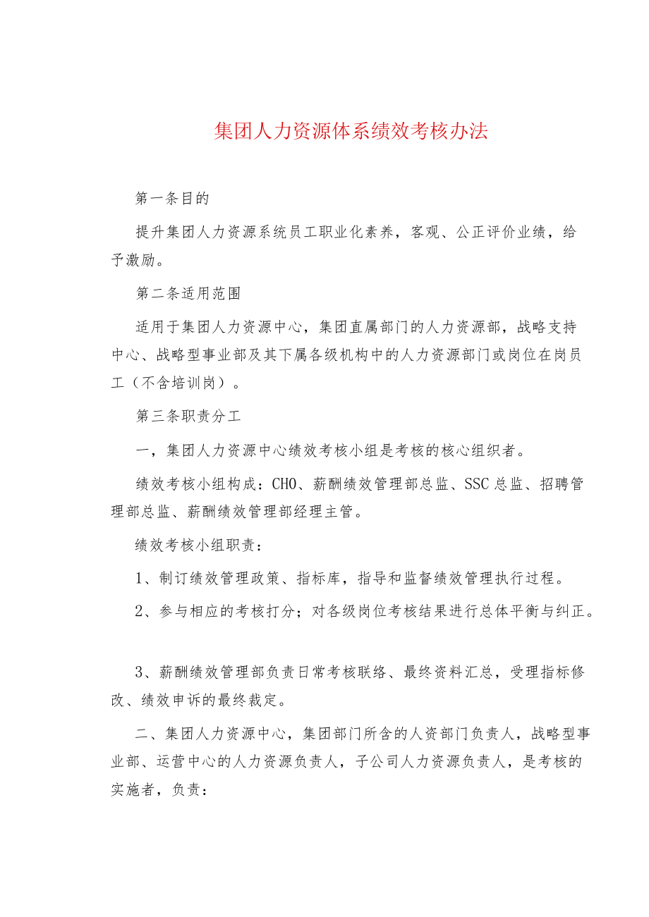 集团人力资源体系绩效考核办法.docx_第1页