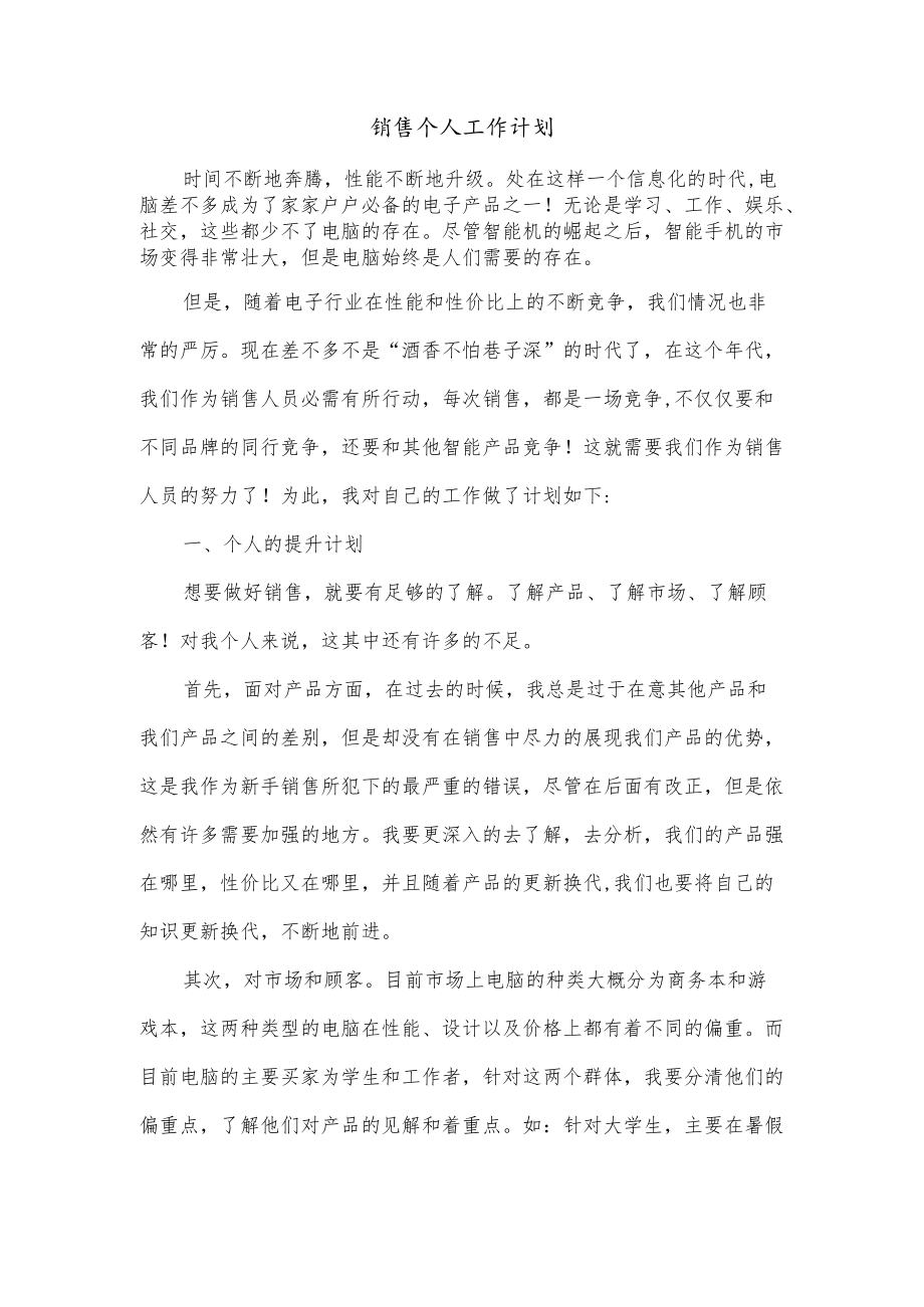 销售个人工作计划.docx_第1页