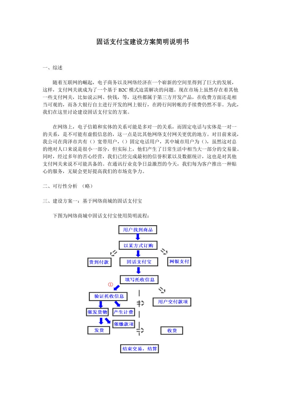 固话支付宝建设方案说明书.docx_第1页