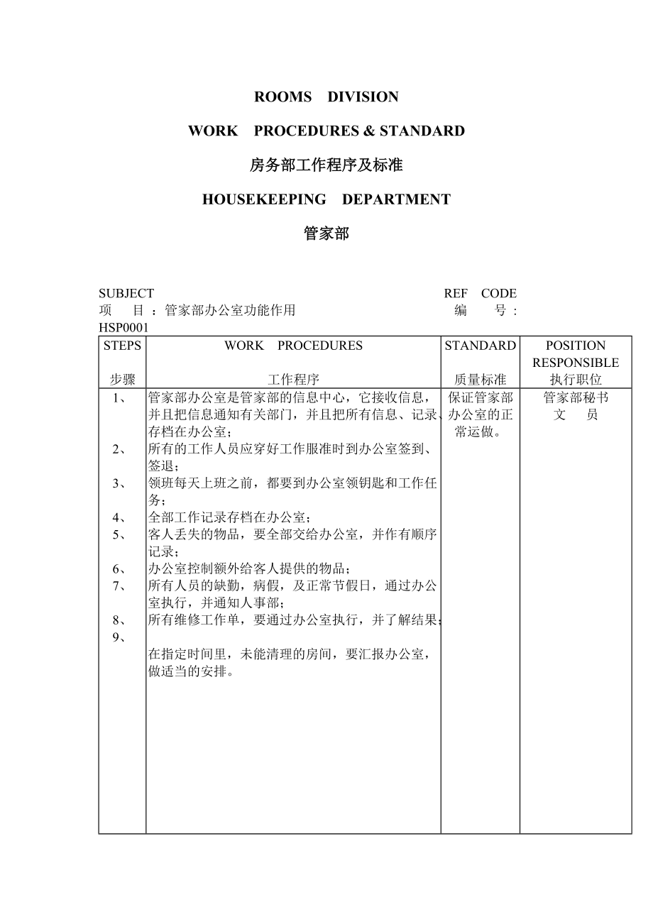 某四星级酒店客房管理制度及工作流程1.docx_第1页