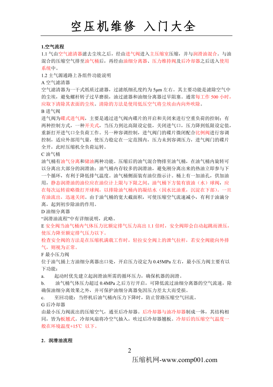 螺杆式空压机的系统流程及各零部件功能.docx_第2页