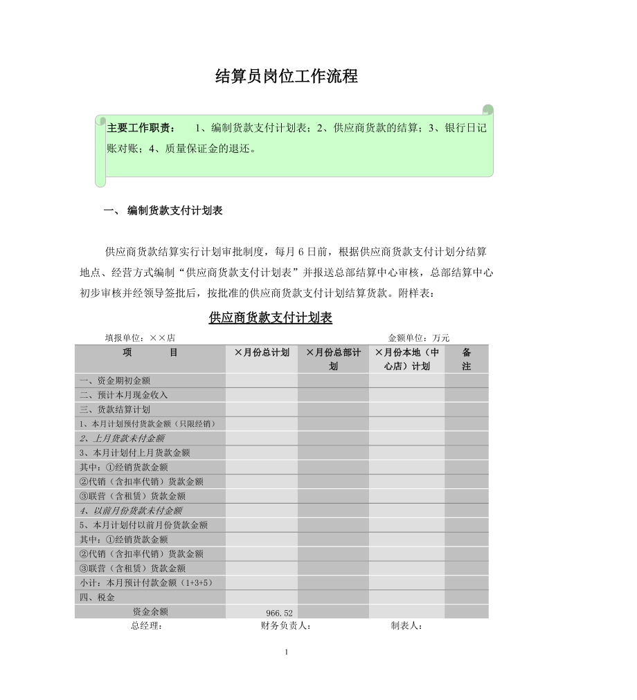 结算员岗位工作流程概述.docx_第1页