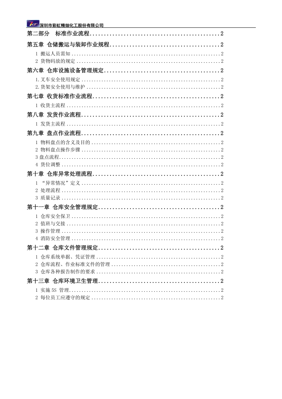 深圳上市化工公司物流仓库标准操作指导手册.docx_第2页