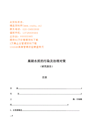 巢湖水质的污染及治理建议书.docx