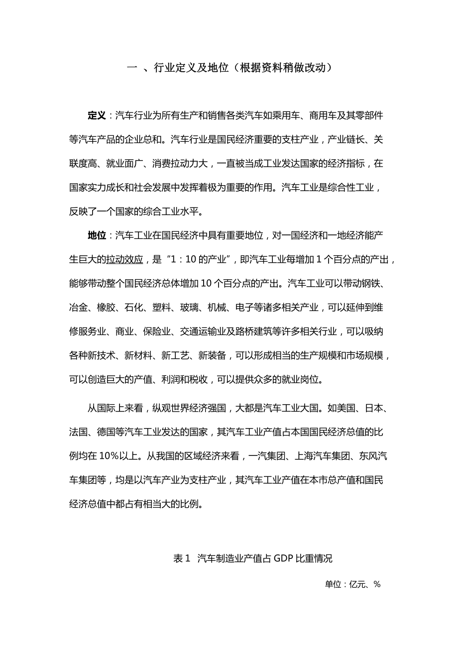 汽车行业定义、地位及发展环境PEST分析.docx_第1页