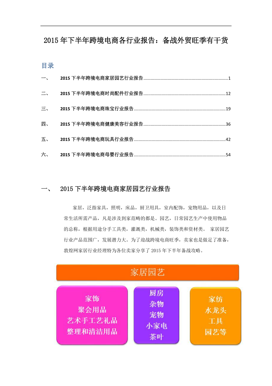 跨境电商各行业报告.docx_第1页