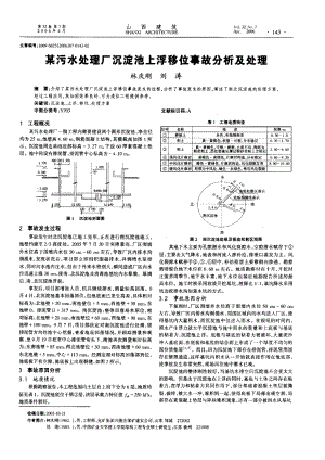 某污水处理厂沉淀池上浮移位事故分析及处理(摘录自《山西建筑》06年7期第143-144.docx