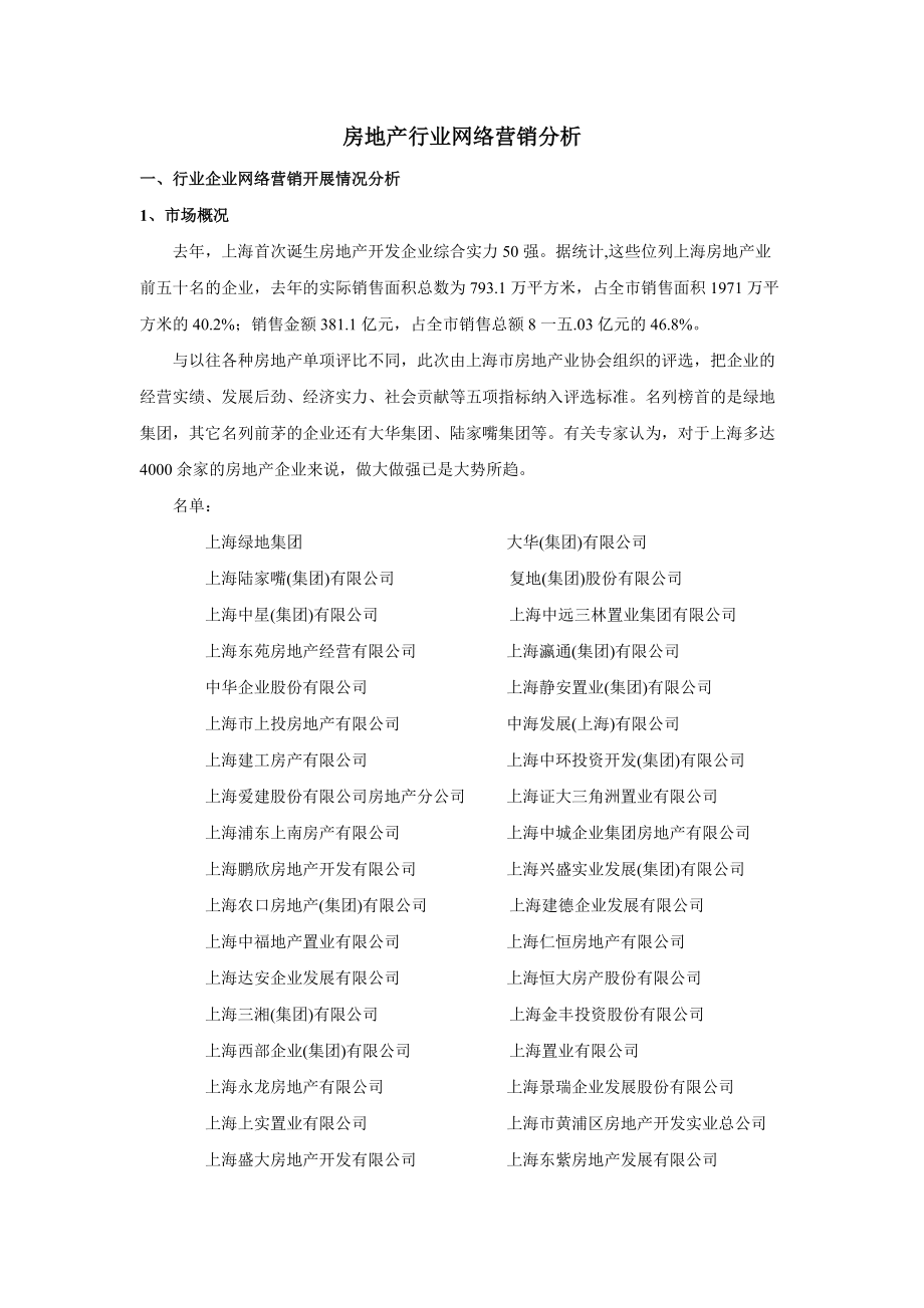 房地产行业网络营销分析.docx_第1页