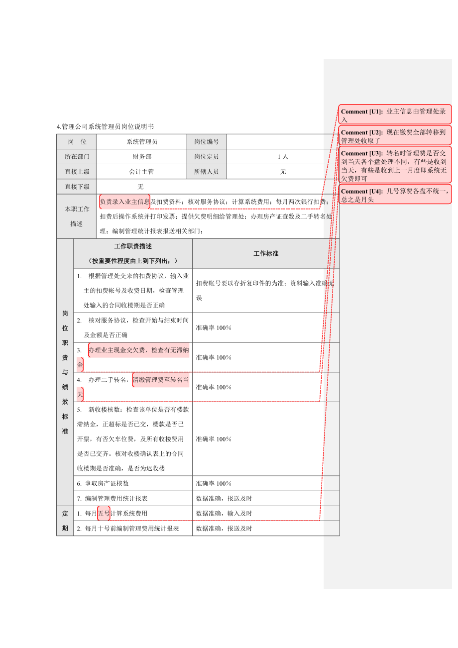 管理公司系统管理员岗位说明书.docx_第1页