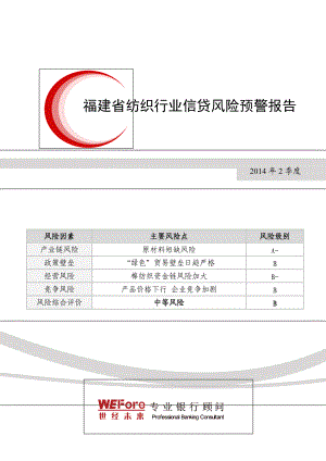 福建省纺织行业信贷风险预警报告.docx