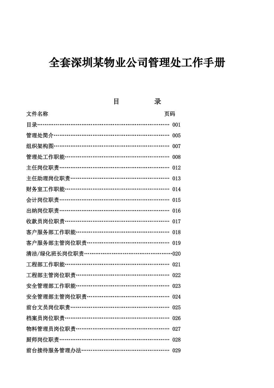 深圳某物业公司管理处全套工作手册.docx_第1页