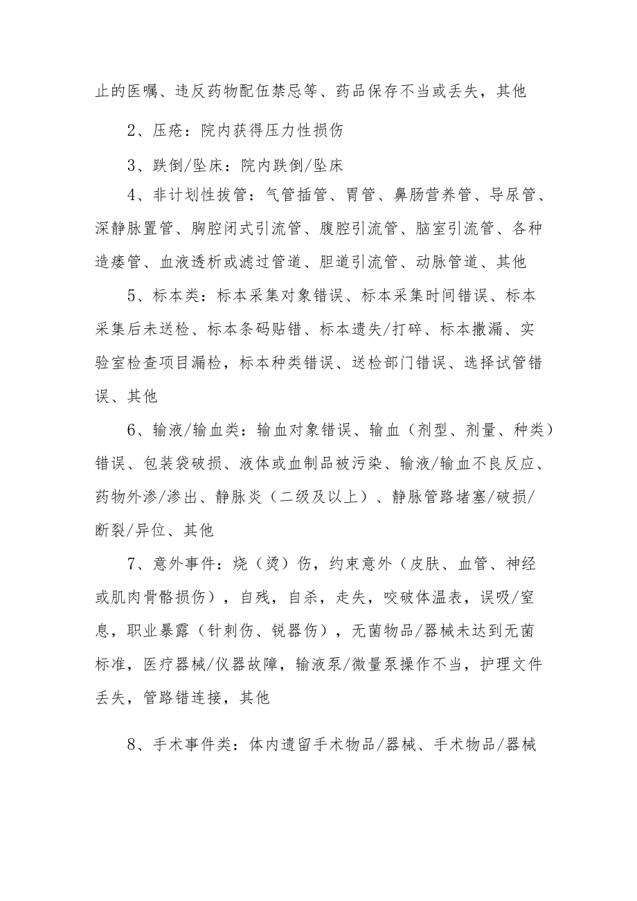 医院关于进一步规范护理不良事件分级分类上报管理的指导意见.docx_第2页