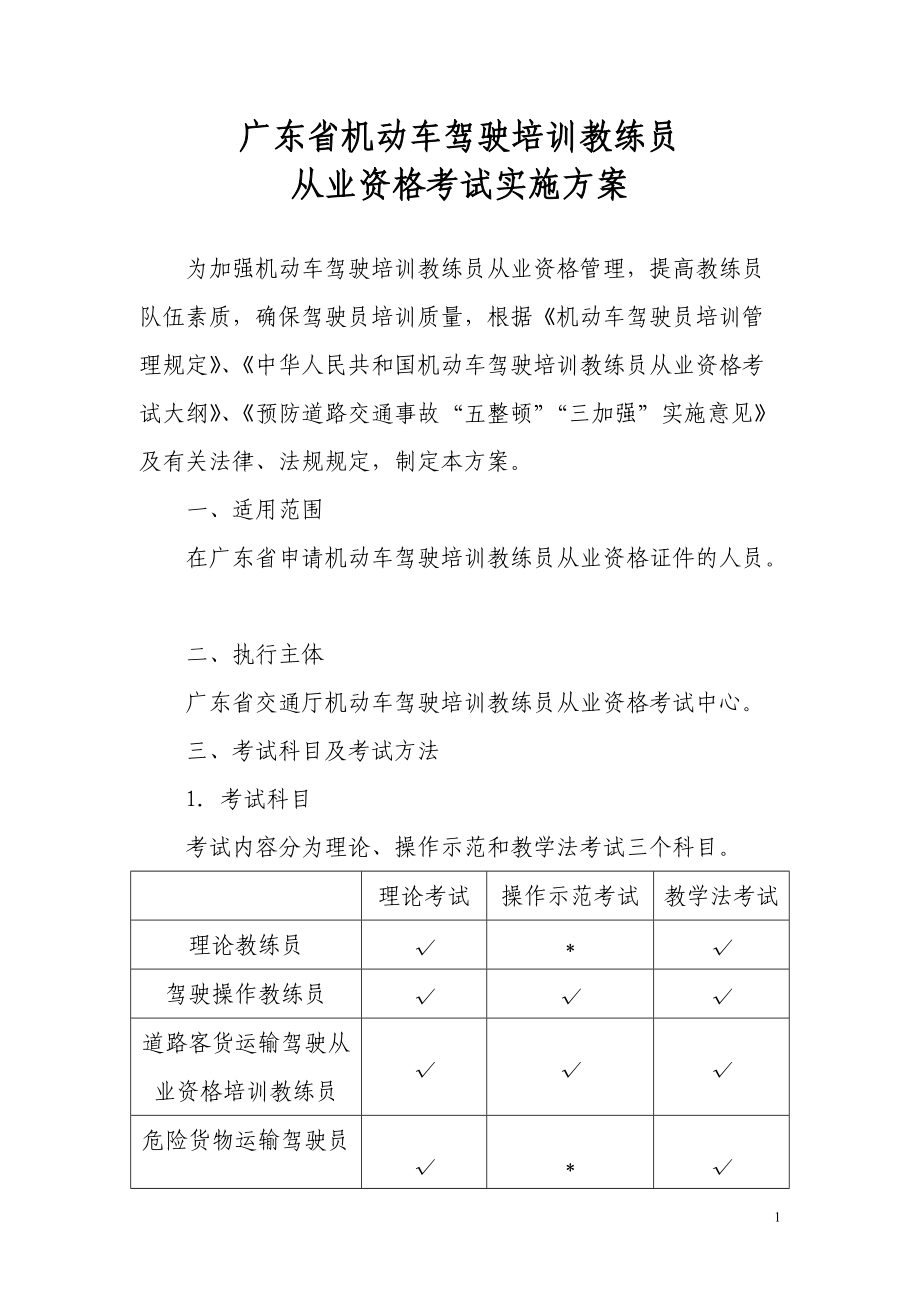 广东省机动车驾驶培训教练员从业资格考试实施方案-广东省机.docx_第1页