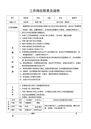 工作岗位职责及说明(JYK-XZ-016doc(1).docx