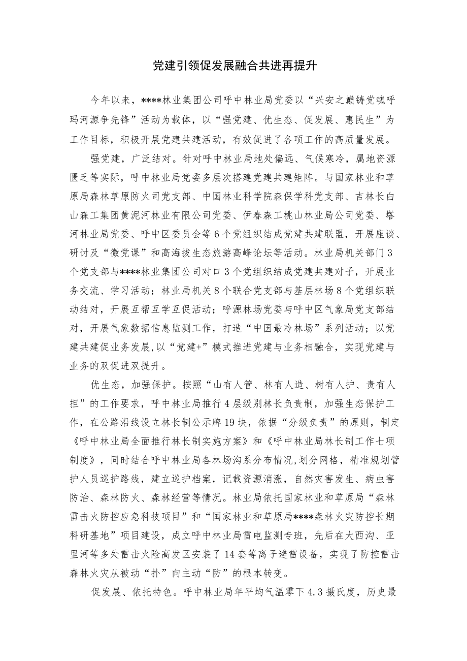 【经验总结】党建引领促发展 融合共进再提升.docx_第1页