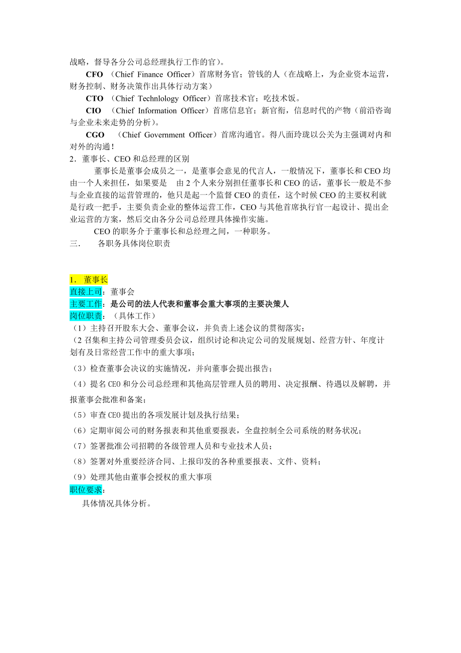 某企业高层执行官组织机构图与岗位职责描述（DOC 59页）.docx_第2页