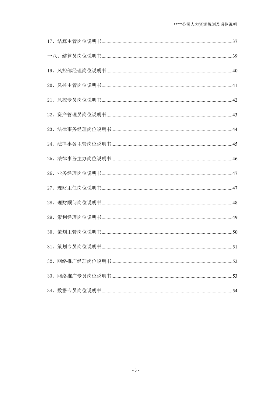 某某投资公司人力资源规划及岗位说明书.doc_第3页