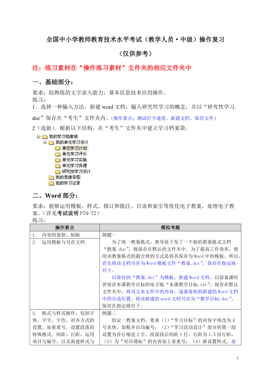 中级操作要点评价量规档案袋知识点整理.doc_第1页