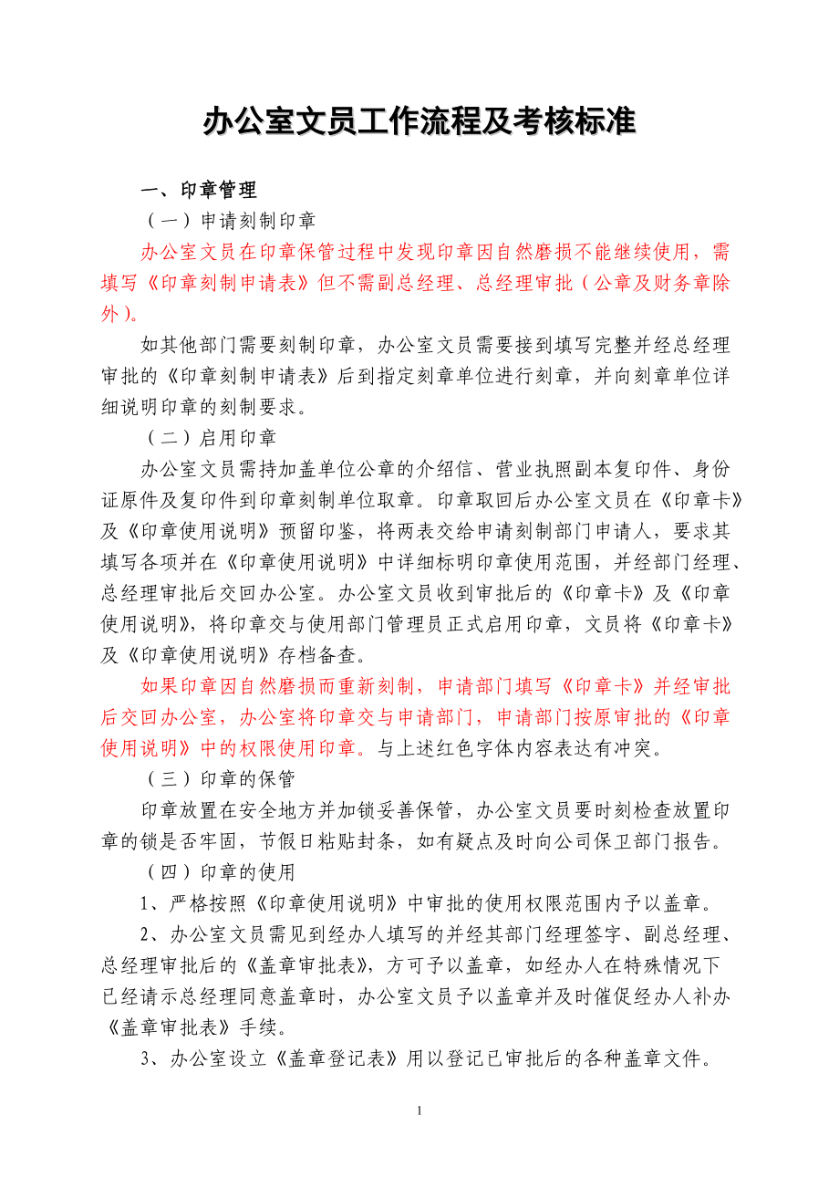 XXXX办公室文员工作流程及考核标准.docx_第1页