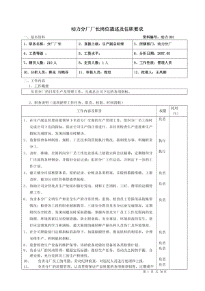 动力分厂岗位描述及任职要求41g.docx