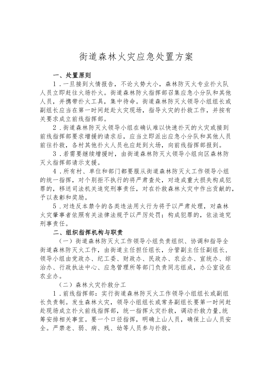 街道森林火灾应急处置方案.docx_第1页