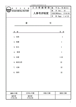 某某五金厂人事考评制度方案.doc