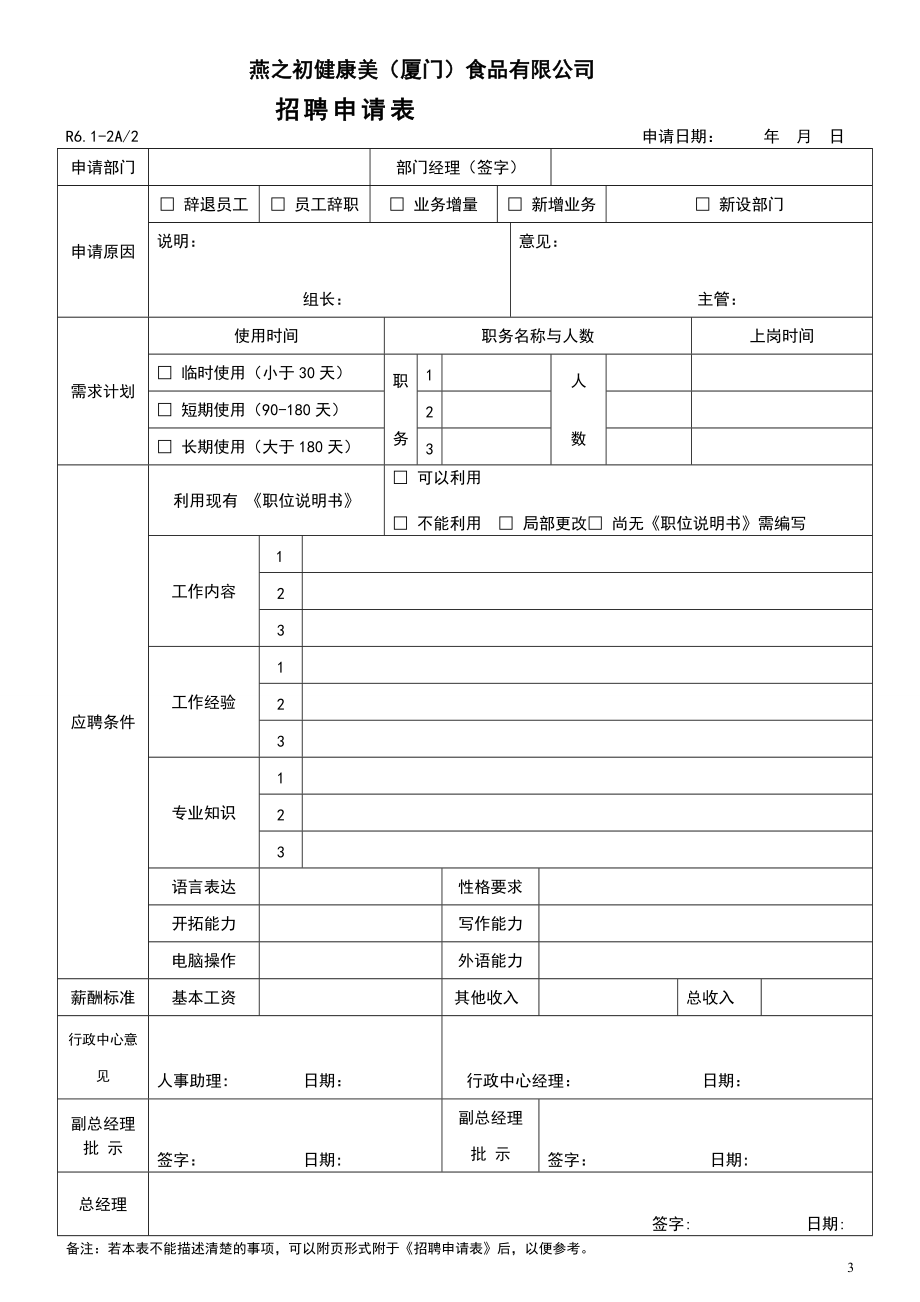 某某食品有限公司职位说明书.doc_第3页