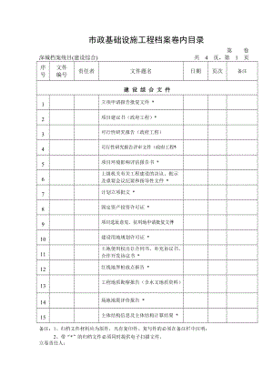 市政基础设施工程档案卷内目录(执行).docx