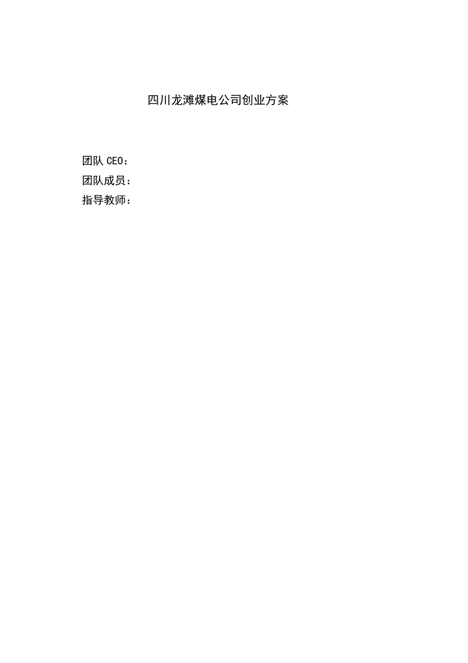 四川龙滩煤电公司创业方案.docx_第1页