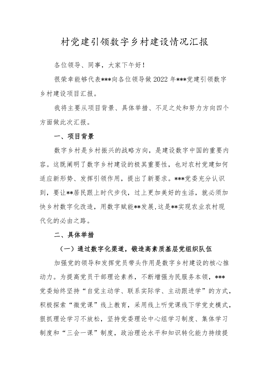 村党建引领数字乡村建设情况汇报.docx_第1页