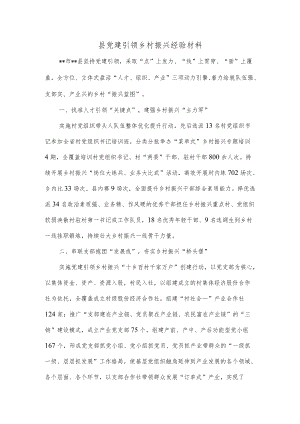 县党建引领乡村振兴经验材料.docx