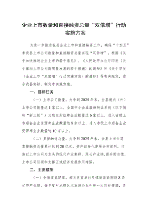 企业上市数量和直接融资总量“双倍增”行动实施方案.docx