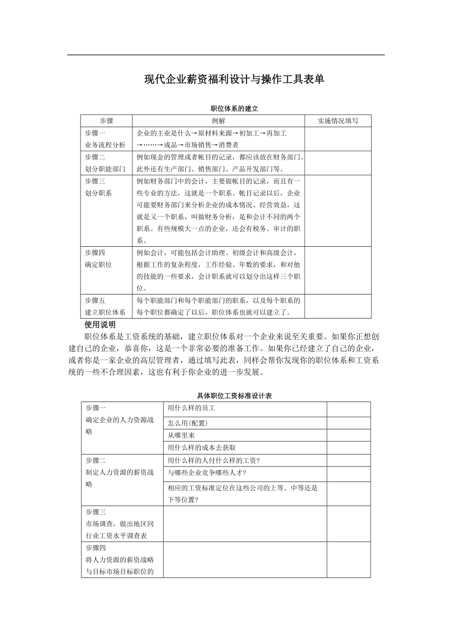 企业员工薪资福利设计及系列表单.doc_第1页