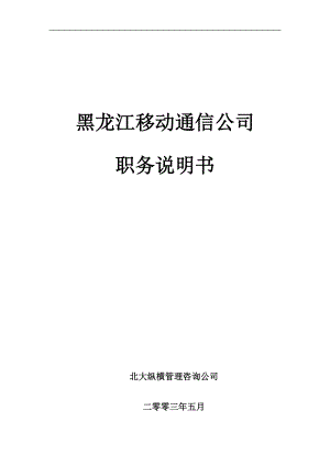 黑龙江移动公司职位说明书(正式实施版).docx