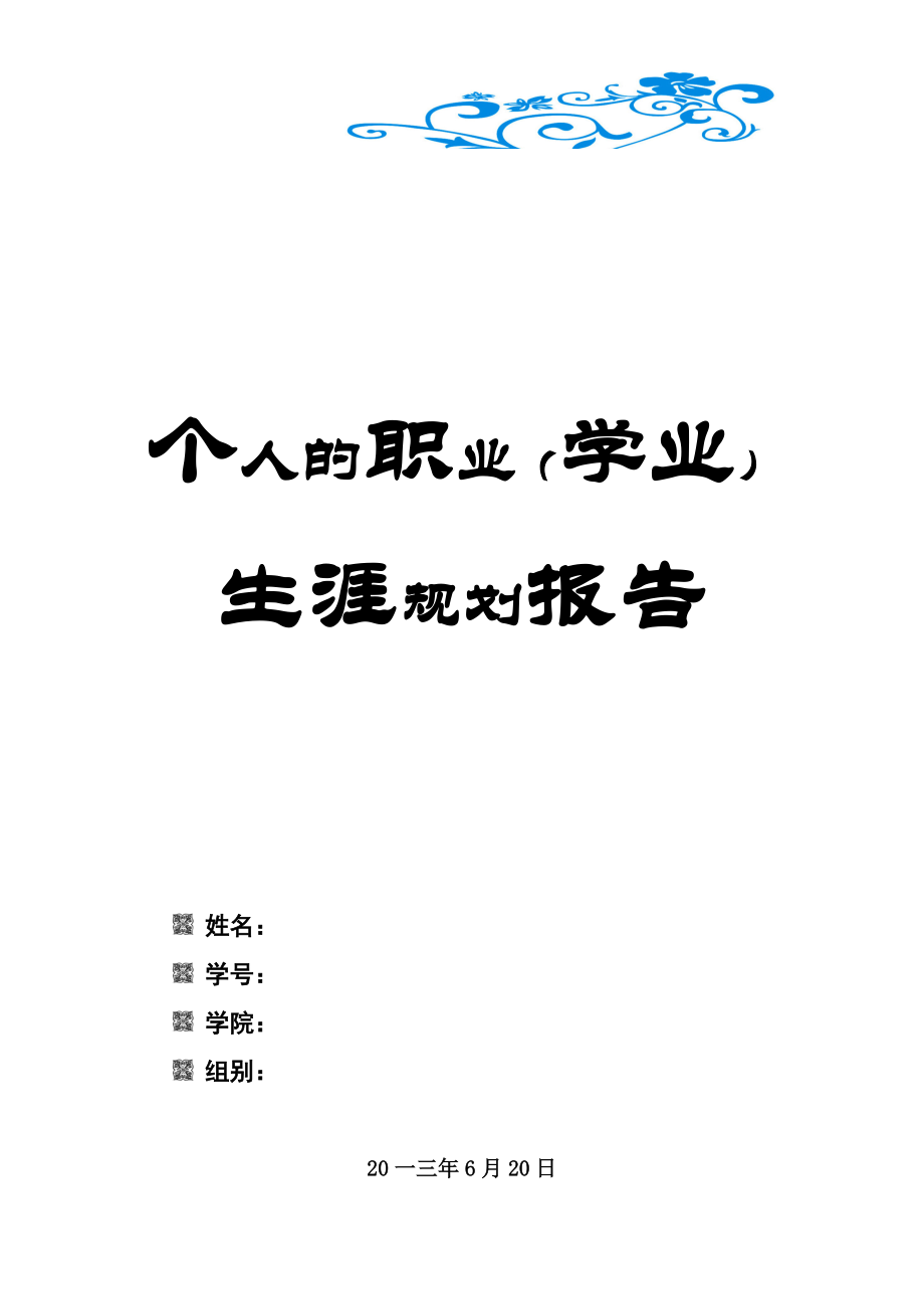 个人的职业生涯规划报告.docx_第1页