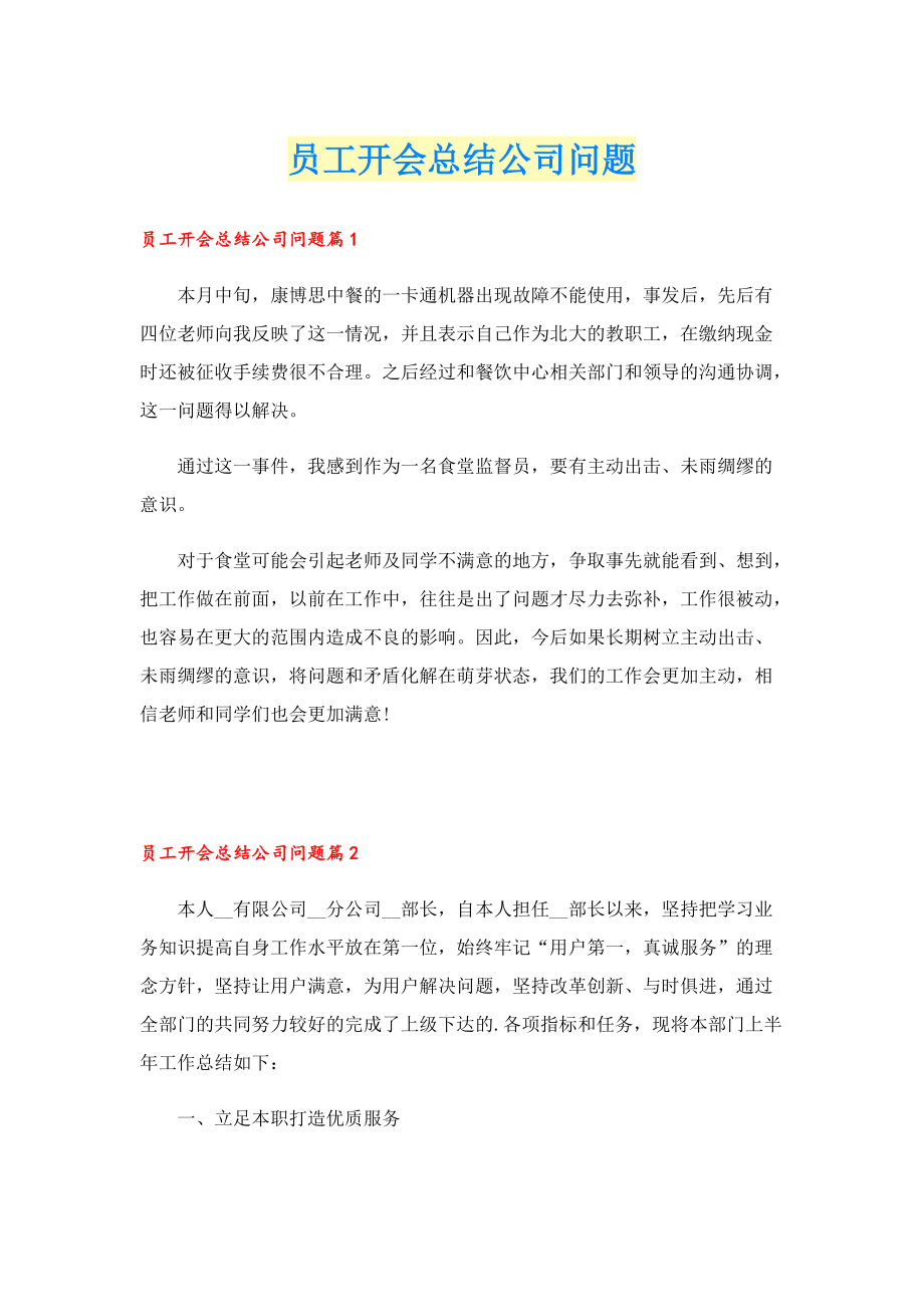 员工开会总结公司问题.doc_第1页