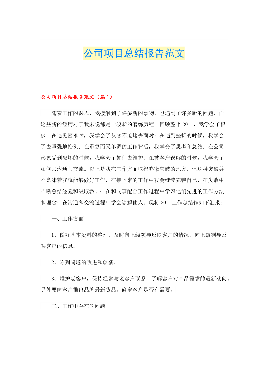 公司项目总结报告范文.doc_第1页