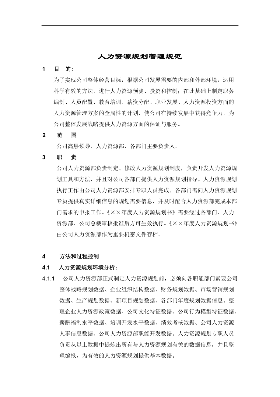 人力資源規规划管理规范——资料包（6个DOC）.docx_第1页