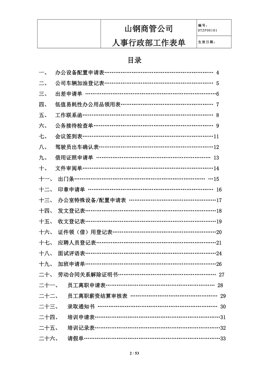 某公司人事行政部工作表单.docx_第2页