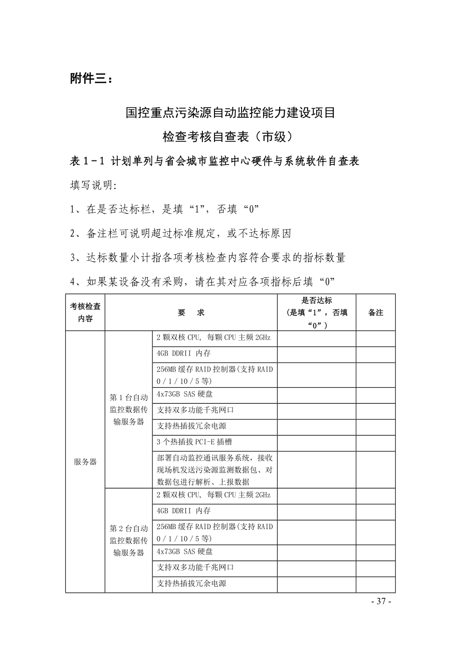 某地区污染源监控建设项目管理检查考核自查表.docx_第1页