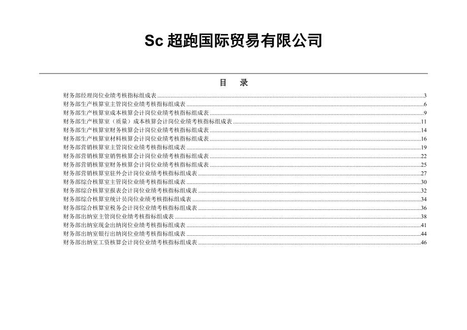 国际贸易有限公司财务部绩效考核指标.docx_第1页