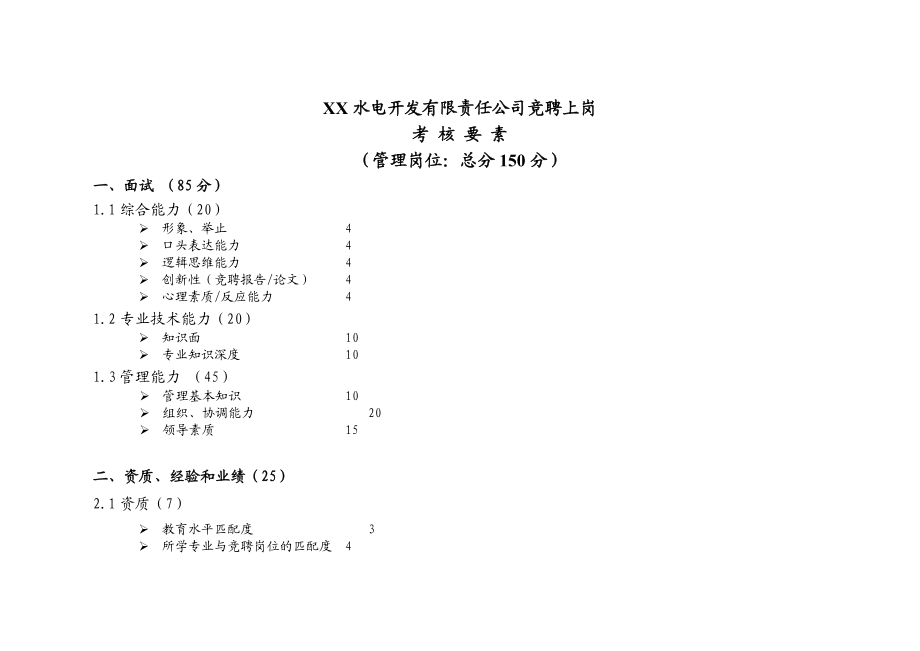 某某水电开发公司竞聘上岗考核要素.doc_第1页